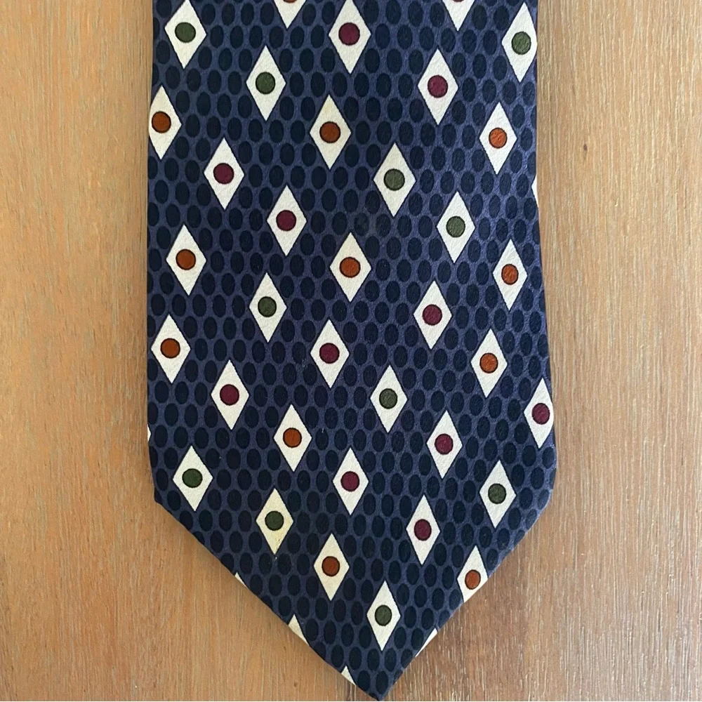 Men's Navy Patterned Robert Stewart Silk Tie